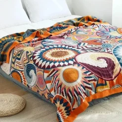 Ethnische Baumwolldecke & Überwurf – Boho Floral Gauze Sommerdecke