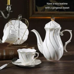 Europäisches Kaffeeservice aus Knochenporzellan – Tee und Kaffee aus Porzellan mit Goldeinlage