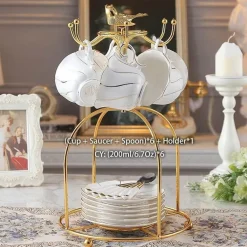 Europäisches Kaffeeservice aus Knochenporzellan – Tee und Kaffee aus Porzellan mit Goldeinlage