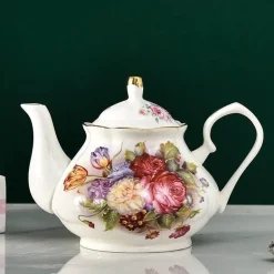 Europäisches Teekannenset aus Knochenporzellan – Hochwertiger Kaffeekessel aus Porzellan