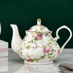 Europäisches Teekannenset aus Knochenporzellan – Hochwertiger Kaffeekessel aus Porzellan