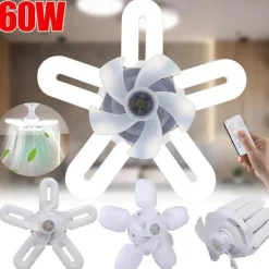 Faltbare Deckenventilatorlampe – Leise Leuchte mit Fernbedienung