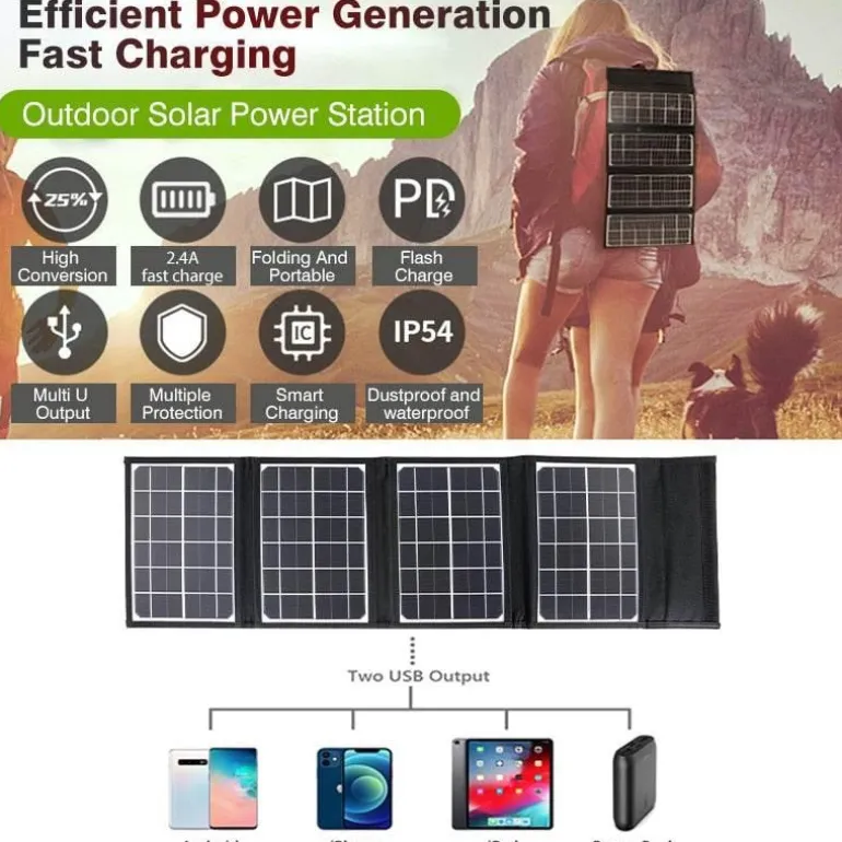 Faltbare Solar-Powerbank – Tragbares Reiseladegerät