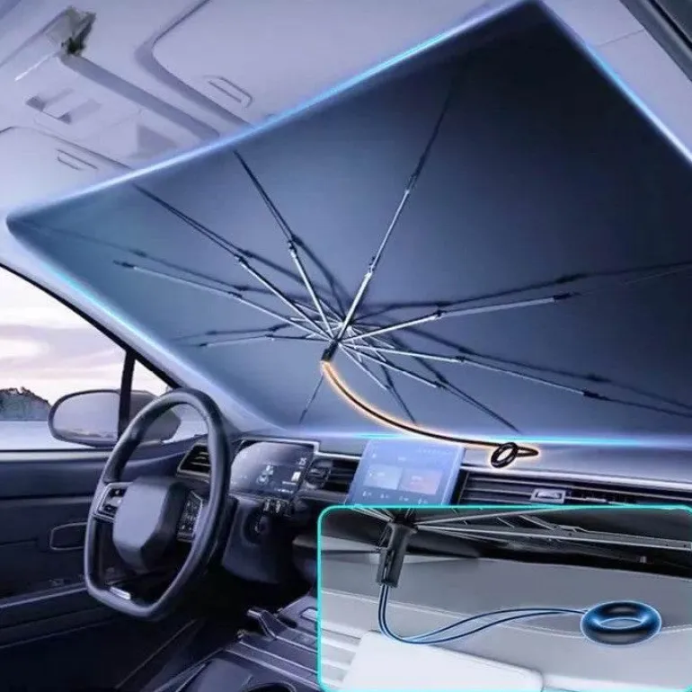 Faltbarer Auto-Windschutzscheiben-Regenschirm – Sonnenschutz zum Schutz des Fahrzeugs