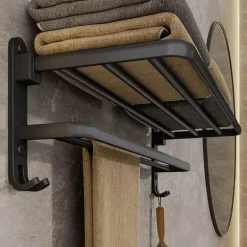 Faltbarer Handtuchhalter aus Aluminium – platzsparender Badezimmer-Organizer