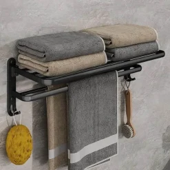 Faltbarer Handtuchhalter aus Aluminium – platzsparender Badezimmer-Organizer