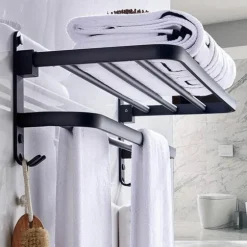 Faltbarer Handtuchhalter aus Aluminium – platzsparender Badezimmer-Organizer