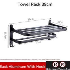 Faltbarer Handtuchhalter aus Aluminium – platzsparender Badezimmer-Organizer