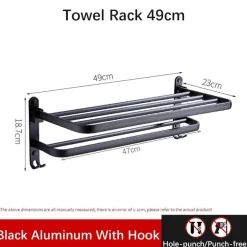 Faltbarer Handtuchhalter aus Aluminium – platzsparender Badezimmer-Organizer