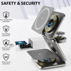 Faltbarer kabelloser 3-in-1-Ladeständer – magnetische intelligente Ladestation