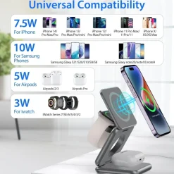 Faltbarer kabelloser 3-in-1-Ladeständer – magnetische intelligente Ladestation