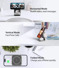 Faltbarer kabelloser 3-in-1-Ladeständer – magnetische intelligente Ladestation