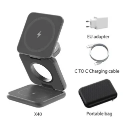 Faltbarer kabelloser 3-in-1-Ladeständer – magnetische intelligente Ladestation