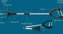 Faltbarer Müllgreifer – rotierendes Abfallgreifwerkzeug mit langem Griff