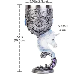 Fantasy Kelch - Weinglas mit Einhorn, Drache, Wolf, Katze und Totenkopf