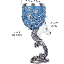 Fantasy Kelch - Weinglas mit Einhorn, Drache, Wolf, Katze und Totenkopf