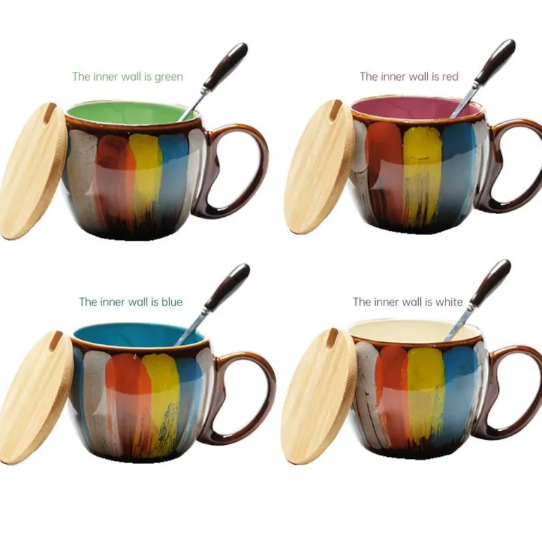 Farbenfrohe handgemachte Kaffeetasse - Sammlerstück