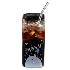 Farbenfroher 400-ml-Kaffeebecher aus Glas – vielseitiges Trinkgeschirr für Milch, Bier, Tee und mehr