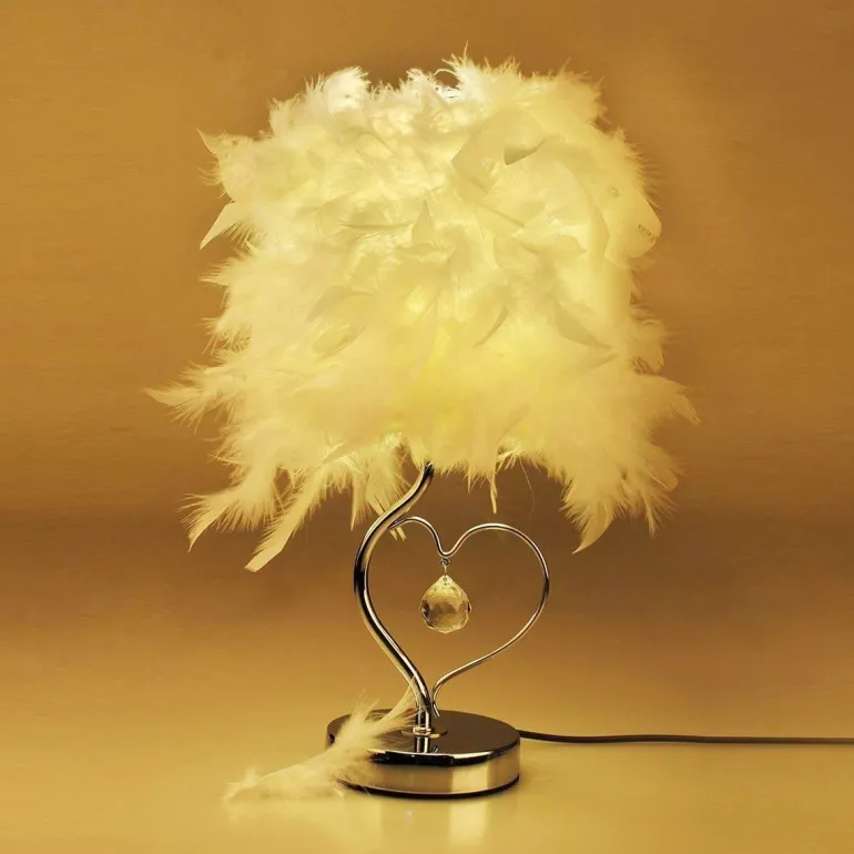Feather Crystal Table Lamp - Elegant Home Lighting Decor
