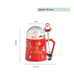 Festliche Weihnachtstasse mit Deckel und Löffel – Weihnachtskaffeetasse als Geschenk