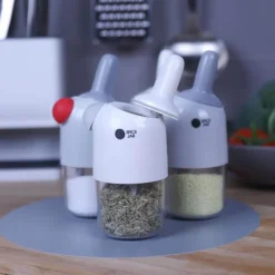 Feuchtigkeitsbeständiges Gewürzglas – 2-in-1-Aufbewahrungsbehälter für Gewürze
