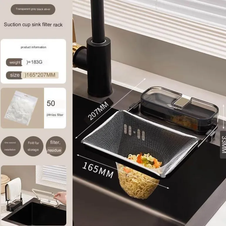 Filterhalter für Spülbecken mit Saugnapf – Küchenabfluss-Organizer