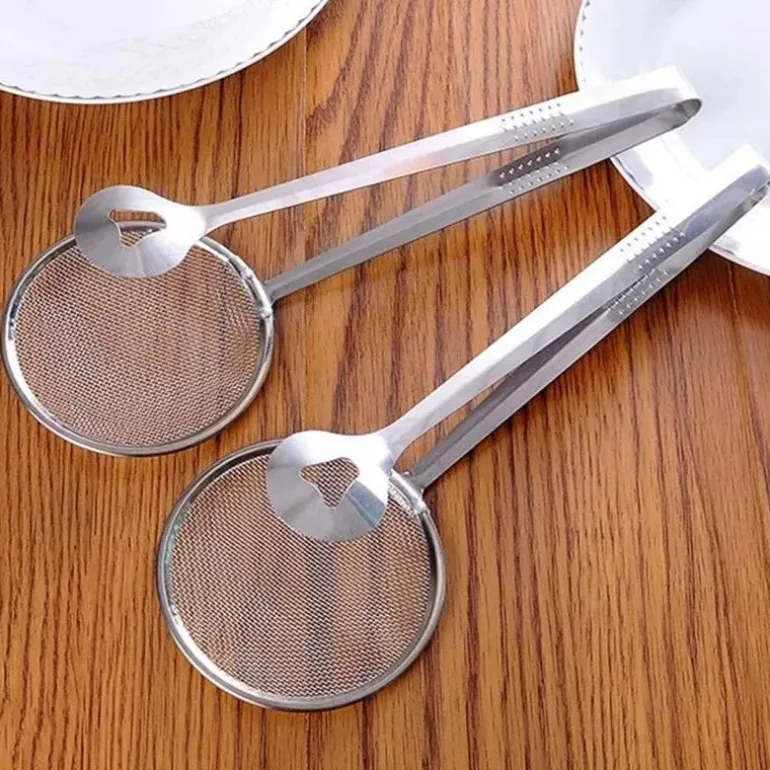 Filterlöffelzange aus Edelstahl – Küchenhelfer zum Braten und Grillen