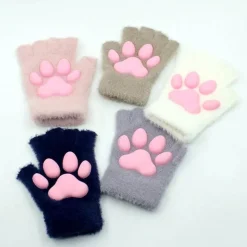 Fingerlose Handschuhe mit 3D-Katzenpfoten – weiches, pelziges Katzenzubehör