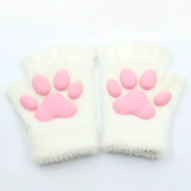 Fingerlose Handschuhe mit 3D-Katzenpfoten – weiches, pelziges Katzenzubehör