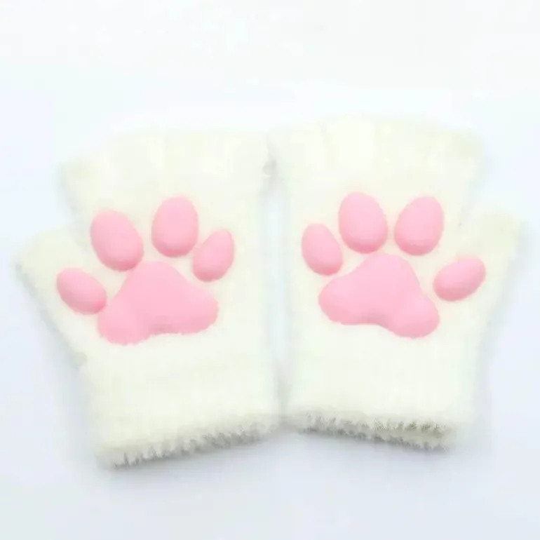 Fingerlose Handschuhe mit 3D-Katzenpfoten – weiches, pelziges Katzenzubehör