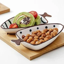 Fischschwanz-Snackteller aus Keramik – Stilvolles Servierset