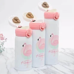 Flamingo Isolierte Vakuumflasche mit hüpfendem Deckel – Stilvolle Wasserflasche