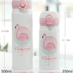 Flamingo Isolierte Vakuumflasche mit hüpfendem Deckel – Stilvolle Wasserflasche