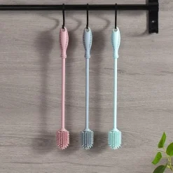 Flaschenbürste aus Silikon – leicht zu reinigende Babybürste mit langem Griff