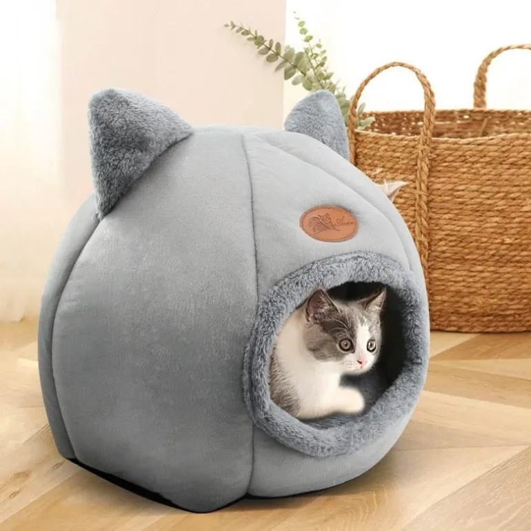 Flauschiges Katzenbett – Gemütlicher Höhlenstil für den Innenbereich
