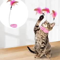 Flauschiges Katzenspielzeughalsband mit Federn – Interaktives Spielzubehör