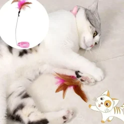 Flauschiges Katzenspielzeughalsband mit Federn – Interaktives Spielzubehör