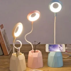 Flexible LED Desk Lamp - Touch-Control Phone Holder Light