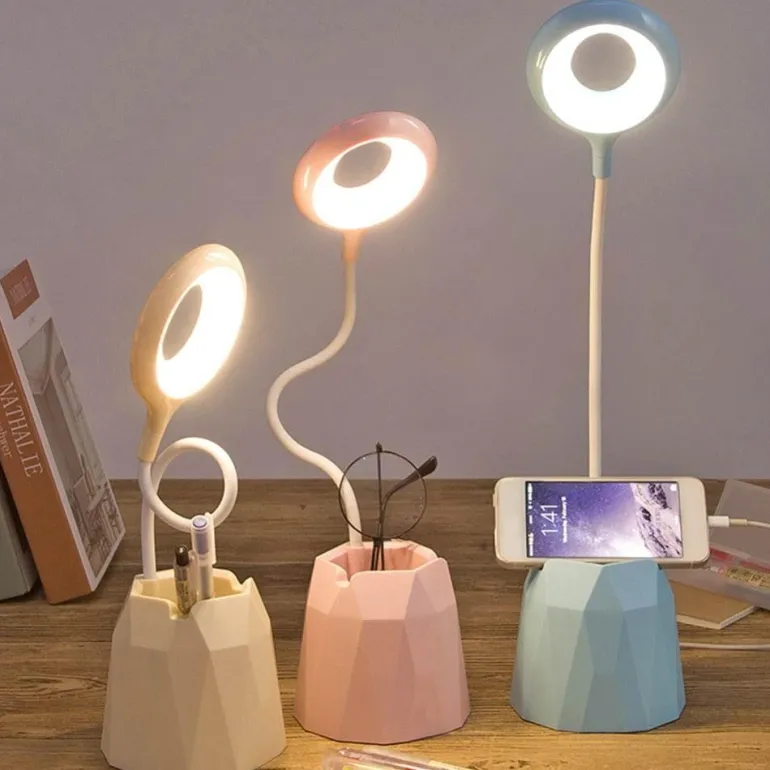 Flexible LED Desk Lamp - Touch-Control Phone Holder Light