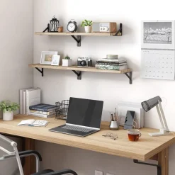 Floating Shelves for Wall – Wall-Mounted Wooden Bookshelves for Living Room