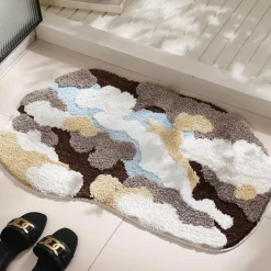 Flocked Moss Bath Rug - Soft Green Bathroom Mat