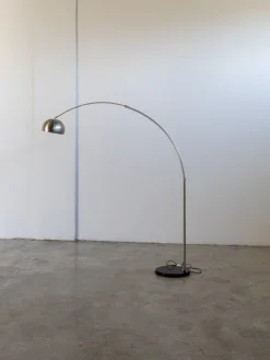 Floor Lamp – Curved Standing Lamp with Marble Base