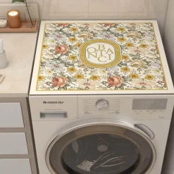 Floral Washing Machine Cover - Retro Home Decor Mat
