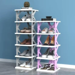 Foldable Shoe Storage Rack - Stackable Space Saver Organizer