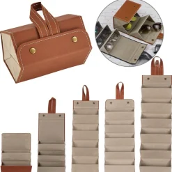 Folding Leather Eyeglasses Case - Travel Organizer Holder