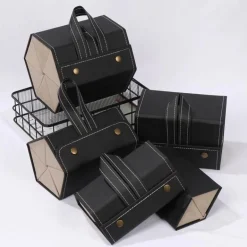 Folding Leather Eyeglasses Case - Travel Organizer Holder