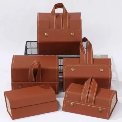 Folding Leather Eyeglasses Case - Travel Organizer Holder