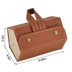 Folding Leather Eyeglasses Case - Travel Organizer Holder