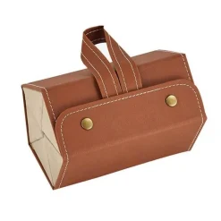Folding Leather Eyeglasses Case - Travel Organizer Holder