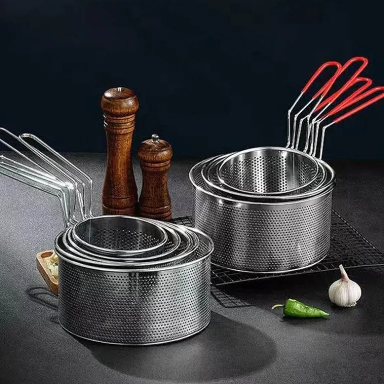 Frittierkorb aus Edelstahl – Pommes-Frites-Sieb, Abtropfwerkzeug für knuspriges Kochen